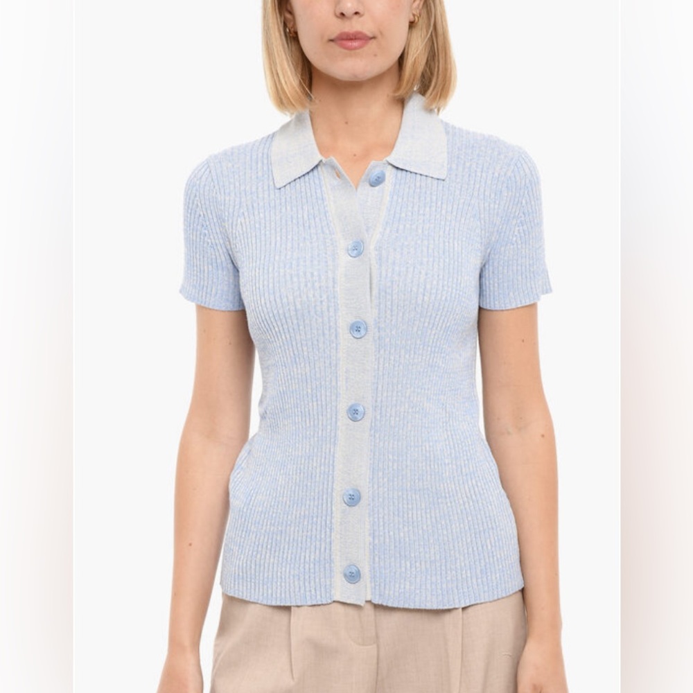 Samsoe Bonnie Short Sleeve Ribbed Polo Sz LG